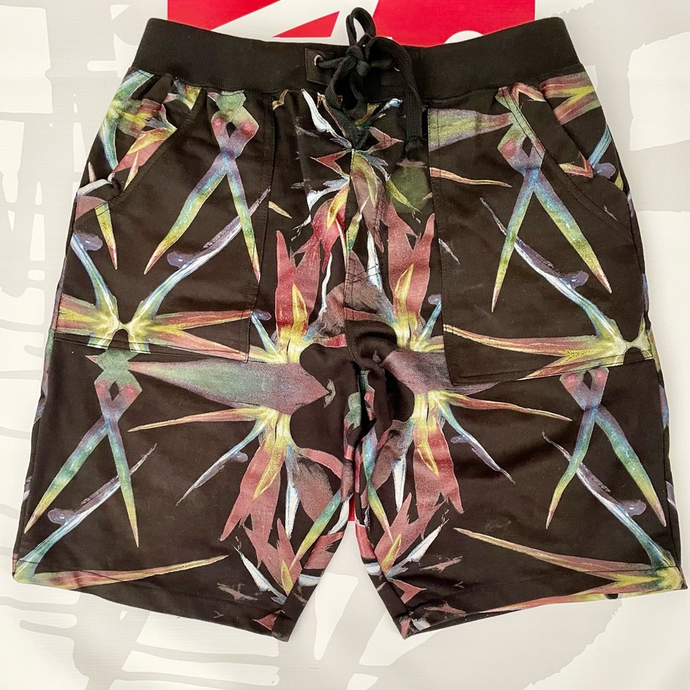 Fly Society Men’s Black Birds of Paradise Shorts | Size L